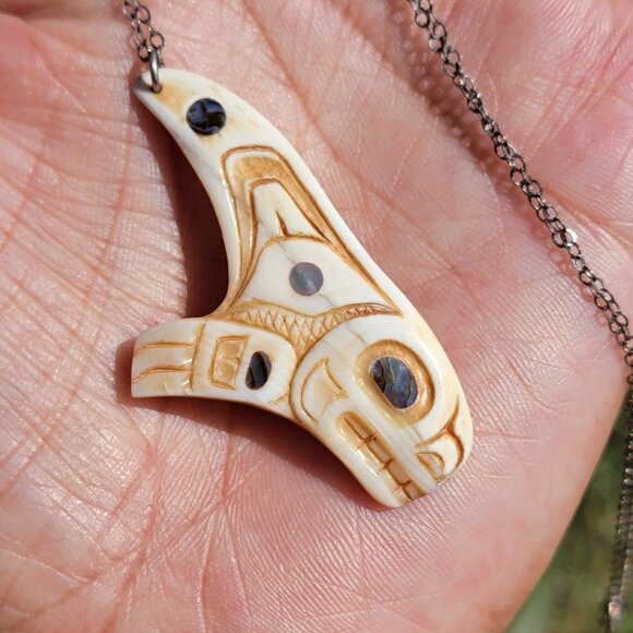Native American Patty Fawn Cherokee carved ivory orca brother print shaman sharm - Picture 11 of 16